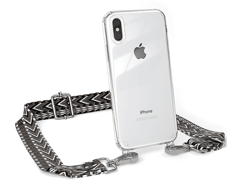 Schwarz Max, Transparente Grau Style, Apple, CASE Kordel mit XS Umhängetasche, Handyhülle iPhone Boho / EAZY
