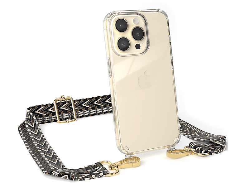 Boho 14 Transparente Schwarz Kordel / Style, EAZY mit Apple, Umhängetasche, iPhone Pro, CASE Handyhülle Grau