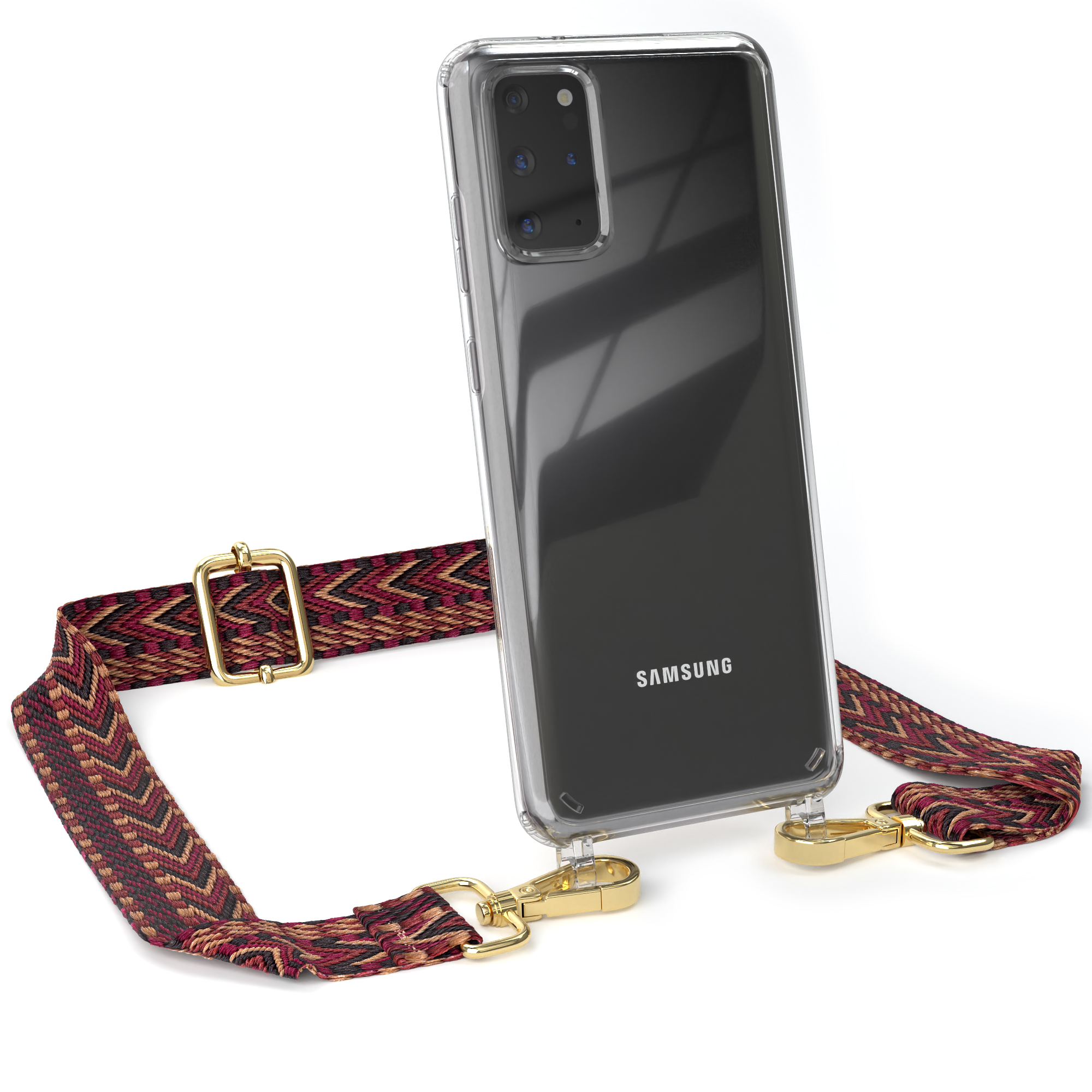 EAZY Style, Samsung, / S20 Galaxy Plus Rot Transparente Braun Umhängetasche, Boho S20 / mit Handyhülle Kordel 5G, CASE Plus