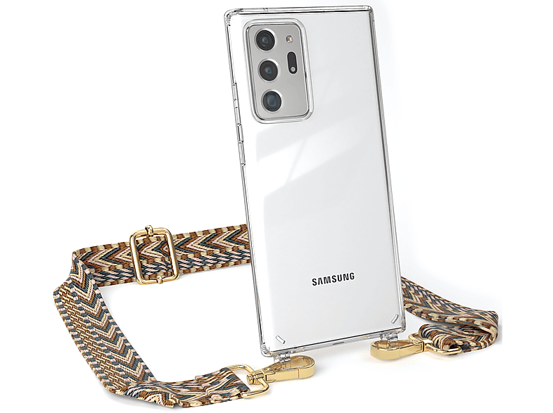 EAZY CASE Transparente Note Handyhülle 20 Galaxy mit Samsung, Boho 20 Mix 5G, Style, Braun Ultra / Note Ultra Kordel Umhängetasche