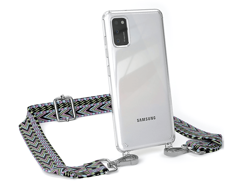 EAZY CASE / Transparente Samsung, Style, A41, Violett Boho Handyhülle Galaxy Kordel mit Umhängetasche, Grün