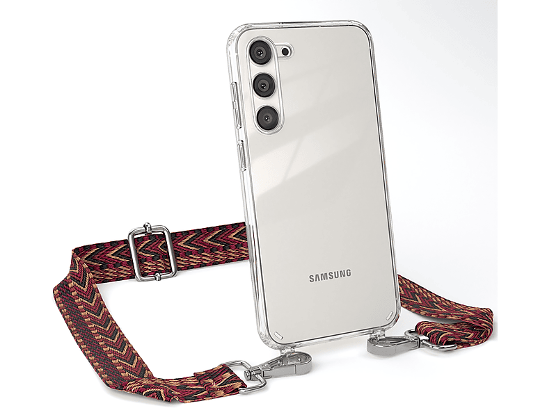 Rot Handyhülle Plus, Umhängetasche, CASE mit Style, EAZY Kordel Boho Braun Transparente / Galaxy Samsung, S23