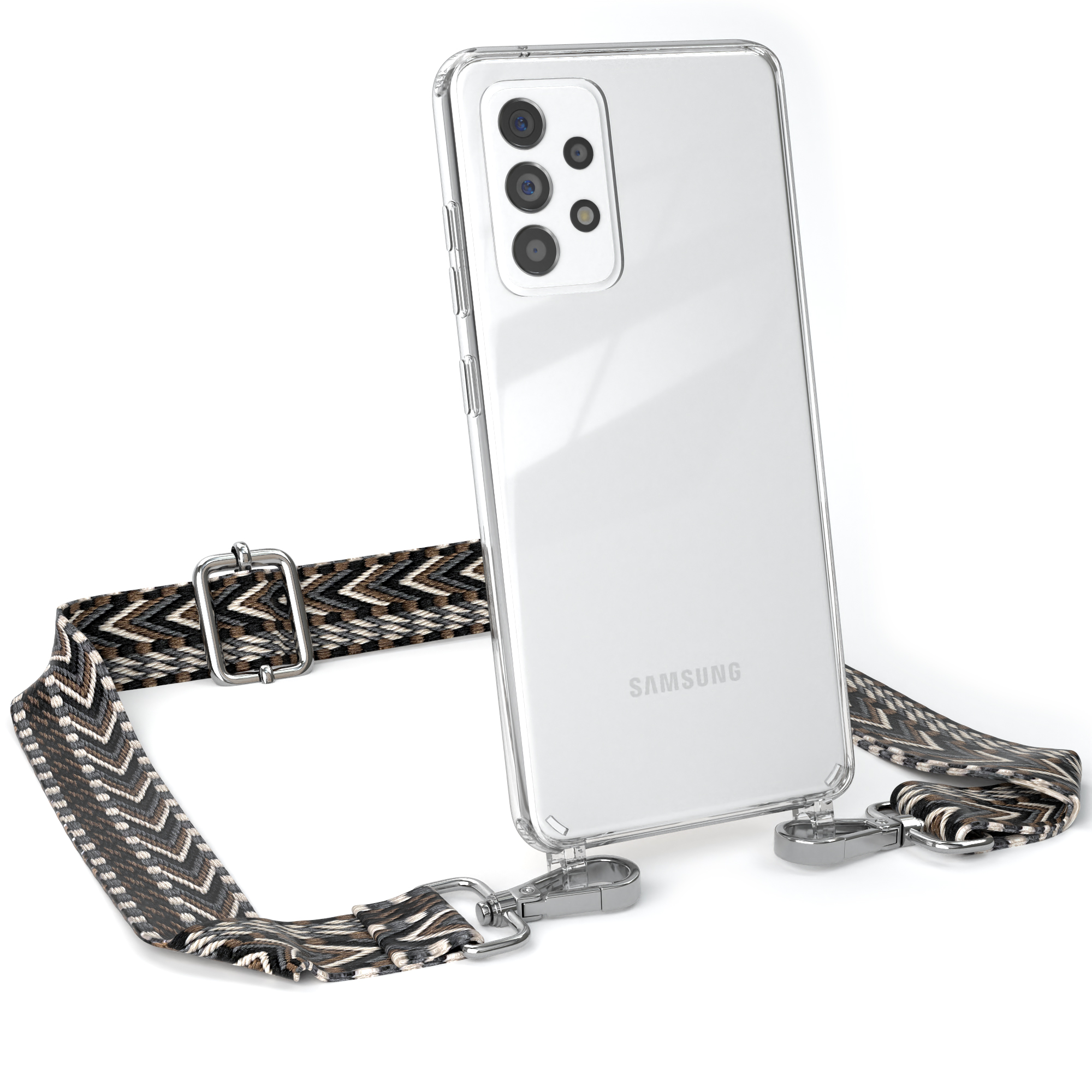 EAZY CASE Transparente Handyhülle mit Schwarz 5G Grau A52 Kordel A52s Umhängetasche, / Samsung, Style, / A52 5G, Galaxy / Boho