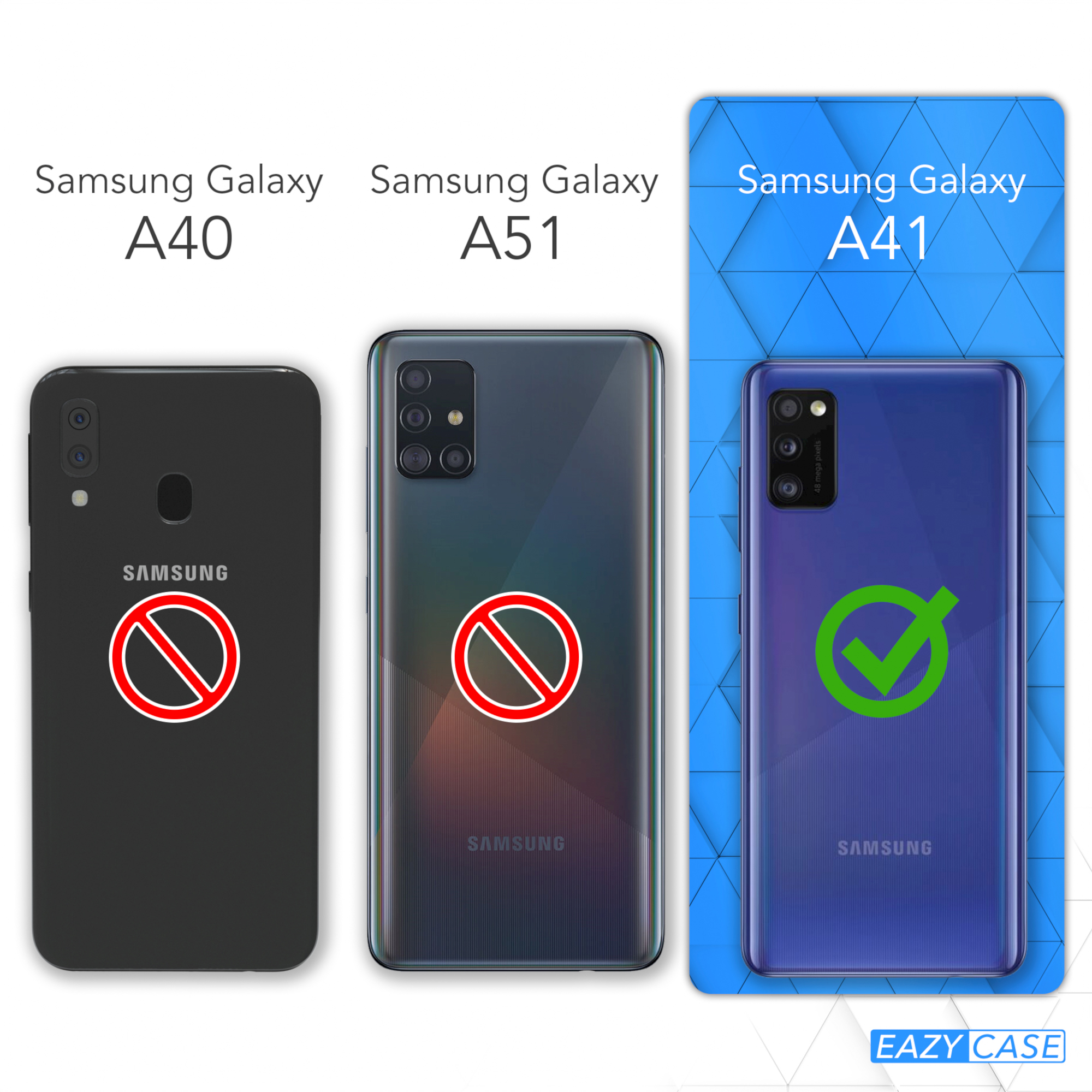 Handyhülle Samsung, Blau Umhängetasche, Transparente Galaxy A41, Boho Style, mit Kordel Pink / CASE EAZY