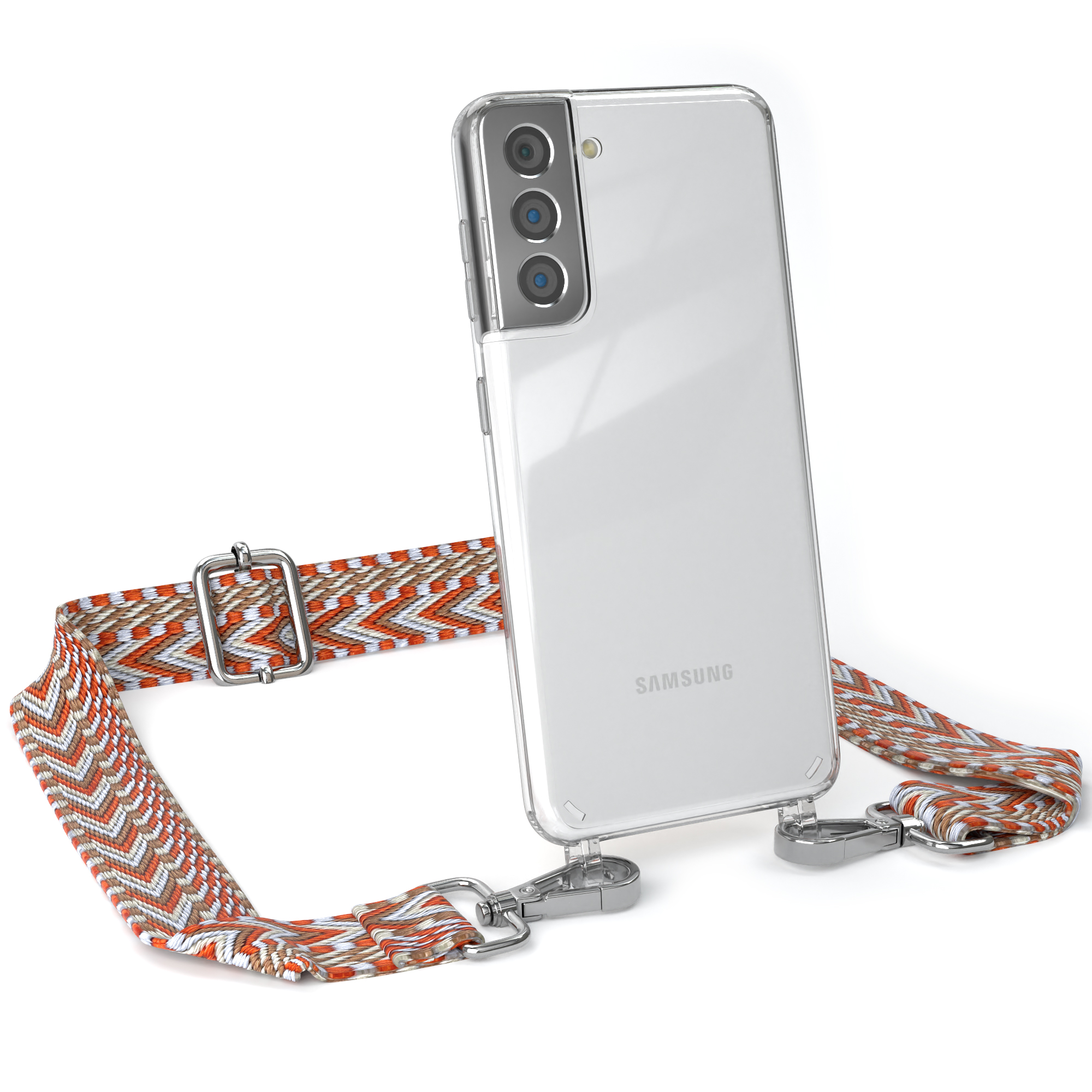 Hellblau mit 5G, EAZY Umhängetasche, / Galaxy Boho CASE Transparente Kordel Rot Handyhülle S21 Samsung, Style,