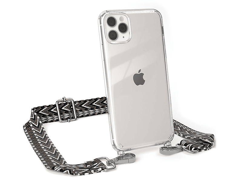 Pro Handyhülle Schwarz 11 Umhängetasche, Grau mit iPhone Apple, Kordel Boho Style, Max, Transparente CASE EAZY /