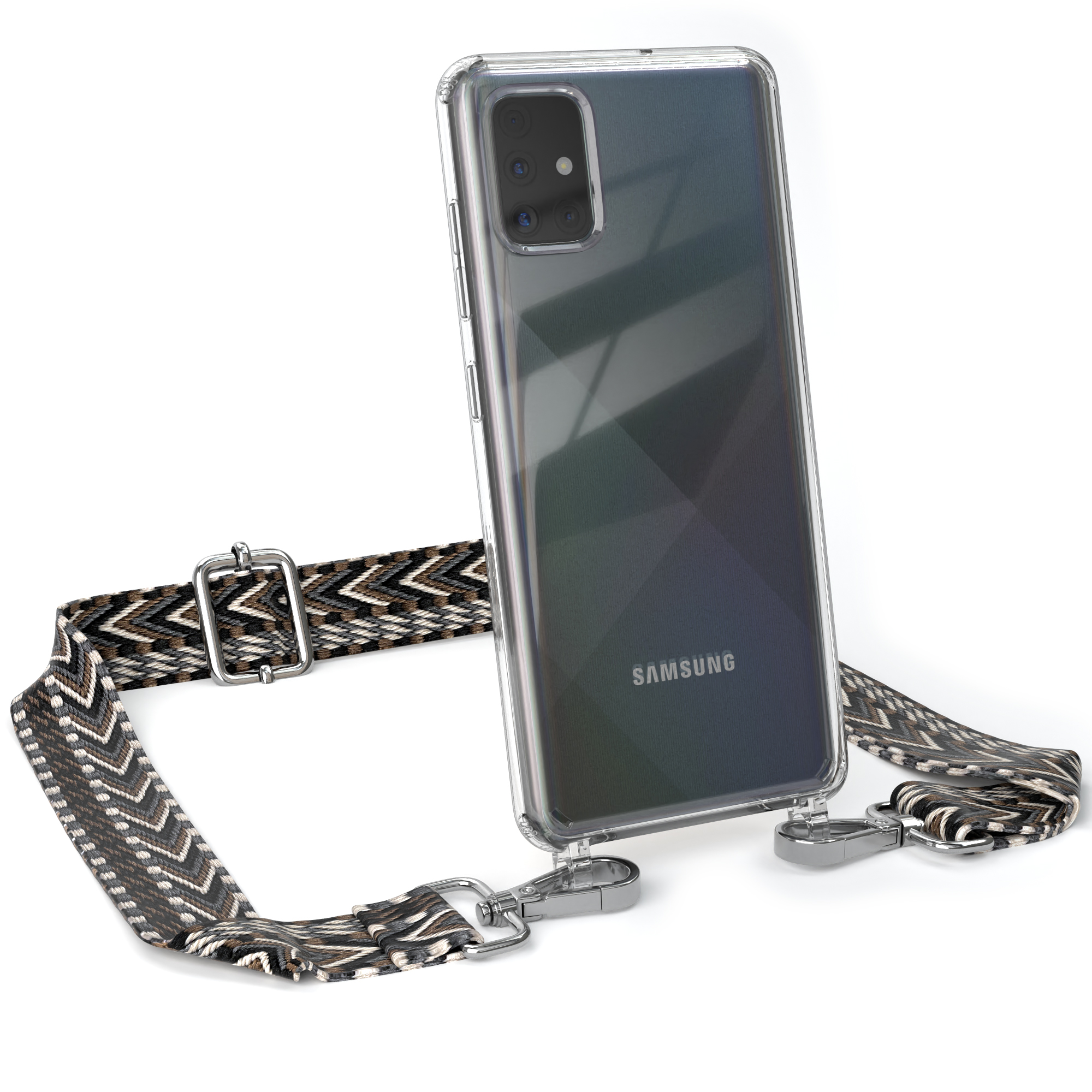 Grau CASE Samsung, Transparente Handyhülle Galaxy Style, Schwarz EAZY / Kordel Umhängetasche, mit Boho A51,