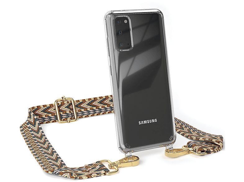 Galaxy Handyhülle EAZY Mix Kordel Samsung, Style, mit Umhängetasche, CASE S20, Boho Transparente Braun