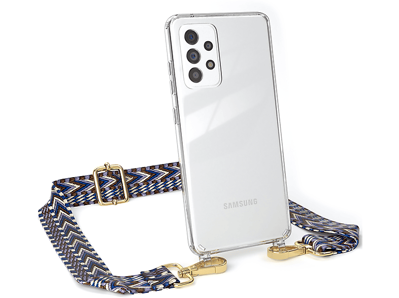 Boho EAZY Kordel Samsung, 5G, / Weiß CASE A52s Galaxy Handyhülle 5G / A52 Style, mit A52 / Blau Transparente Umhängetasche,