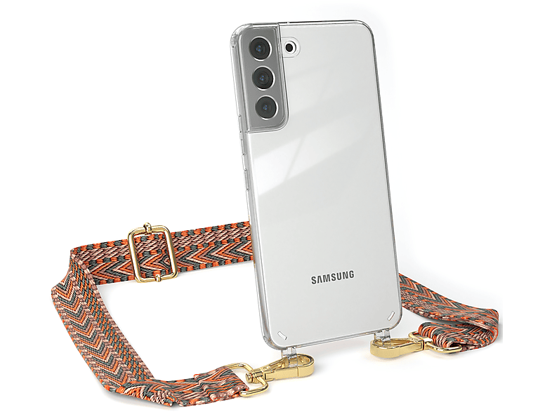 Plus Samsung, Orange Style, Handyhülle CASE 5G, Kordel Umhängetasche, EAZY Grün Transparente mit Boho Galaxy / S22