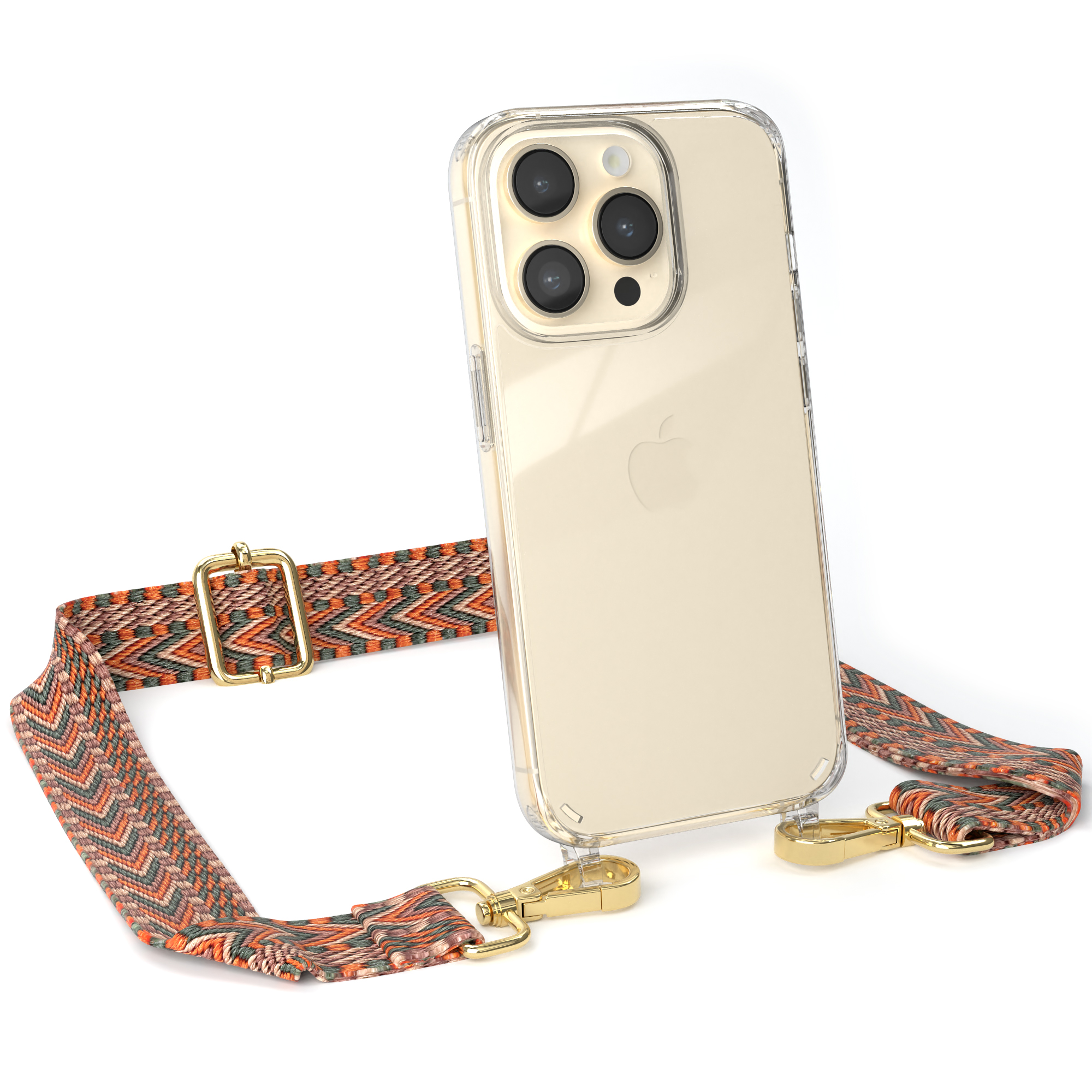 EAZY CASE Transparente / Style, Kordel Orange 14 mit Boho Pro, Umhängetasche, Handyhülle Grün Apple, iPhone