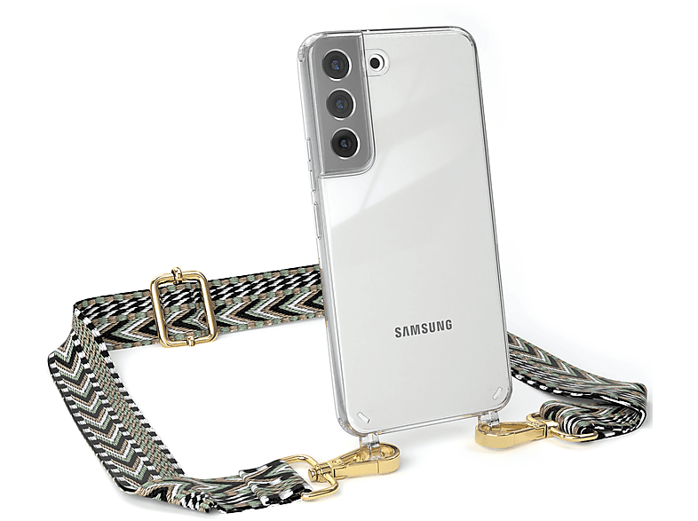 Schwarz EAZY Boho / CASE Handyhülle 5G, mit Kordel Umhängetasche, S22 Style, Transparente Samsung, Galaxy Grün