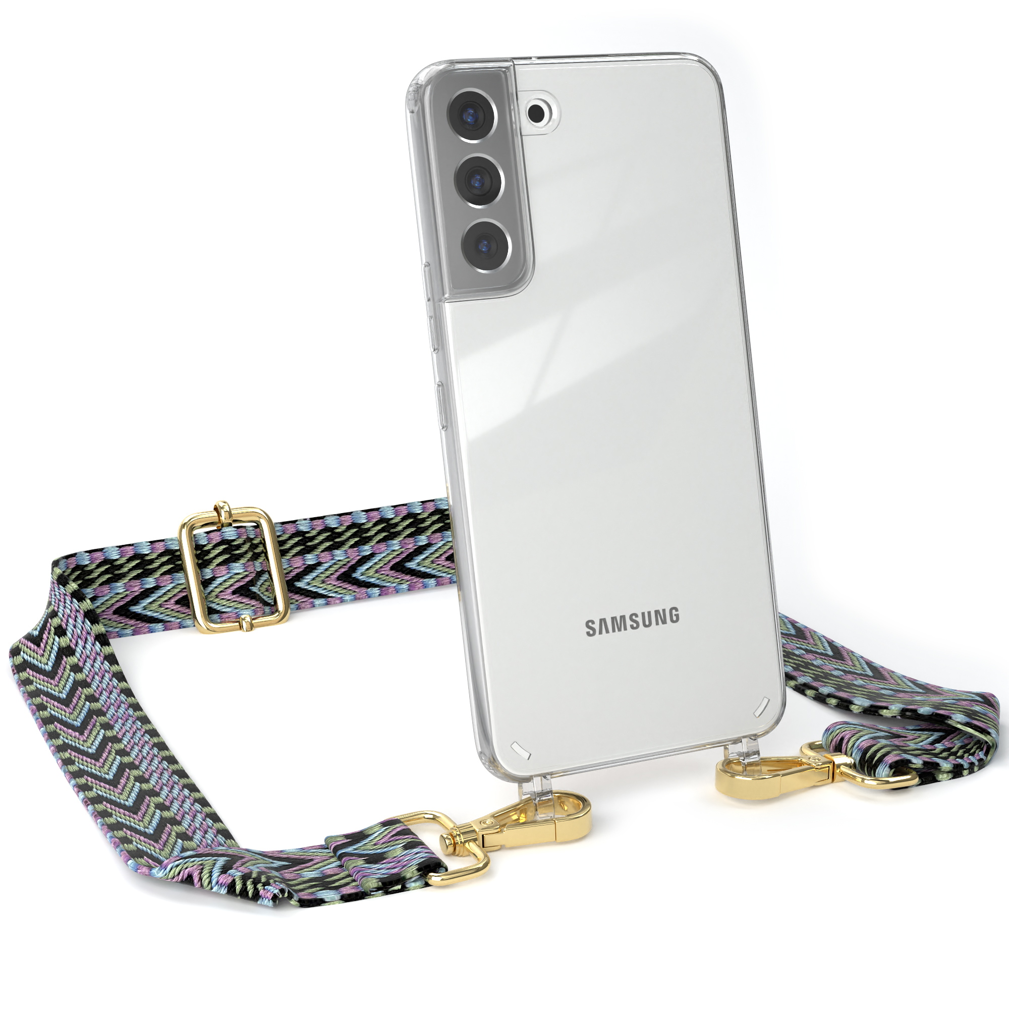 Grün S22 Galaxy Transparente Boho Kordel CASE Plus Violett Umhängetasche, EAZY Handyhülle Style, mit 5G, Samsung, /