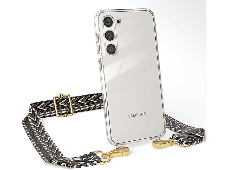 Samsung, / Grau Plus, Schwarz Transparente Boho Umhängetasche, EAZY Handyhülle Style, Galaxy mit S23 Kordel CASE