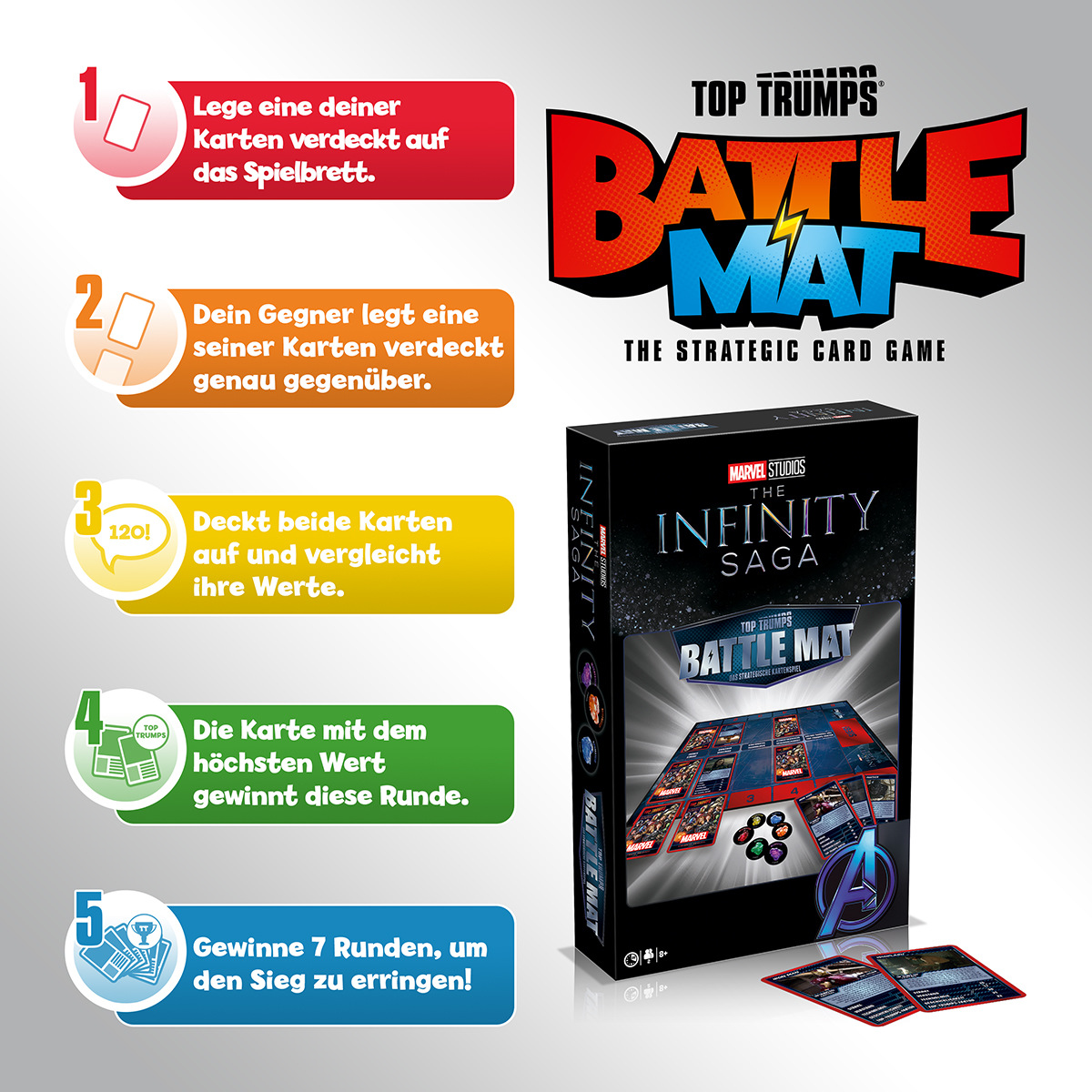 WINNING inkl. Top Battle - Trumps Kartenspiele Mat MOVES Marvel