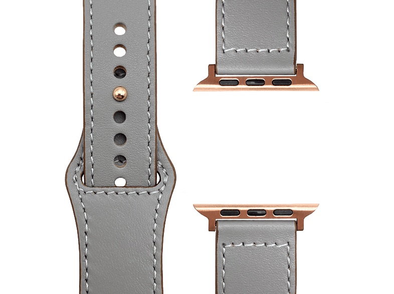 APFELBAND Kunstlederarmband / 42mm | 44mm | 45mm, Ersatzarmband, Apple, Watch Series 1 - Series 9, Ultra, Ultra 2 und SE, Grau