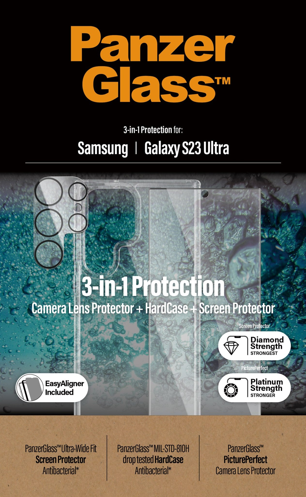 PANZERGLASS 3-in-1 Schutz-Set Smartphone(für Ultra) Samsung Galaxy S23