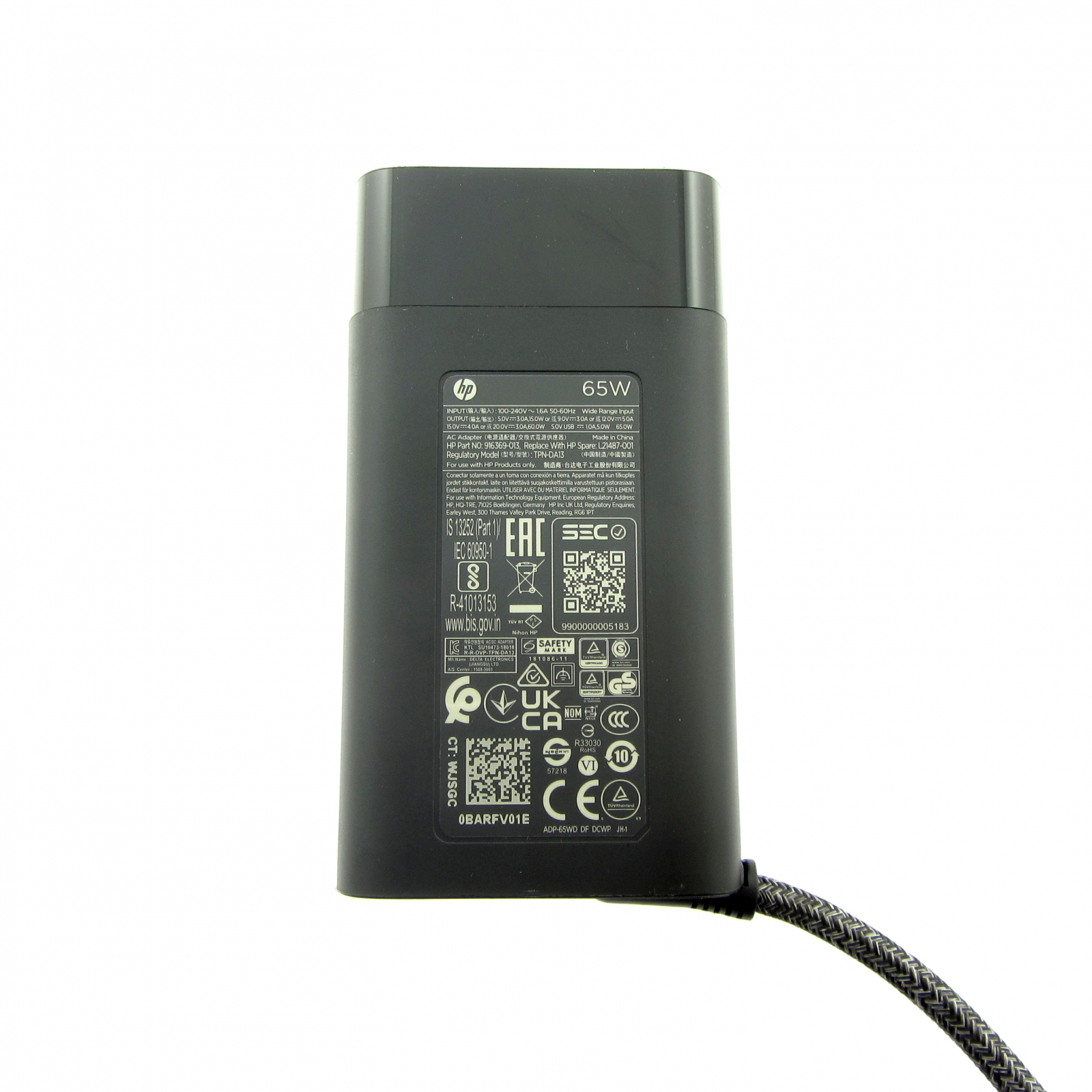HP 65W original USB-C 65 Notebook-Netzteil Watt Slim USB-C TPN-LA22 M52944-001 Netzteil M54350-001, 671R3AA#ABB Stecker