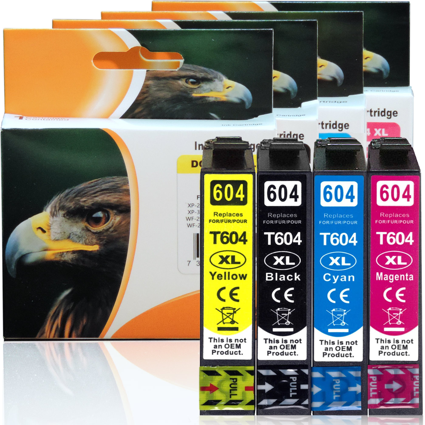 Epson Patronen Cyan, D&C von 604XL, 4er Druckerpatronen Magenta, 4-Farben C13T10H64010 C13T10H64010) Tinten (Schwarz, Gelb) Set Set Multipack Tinte Kompatibel D&C (604XL,
