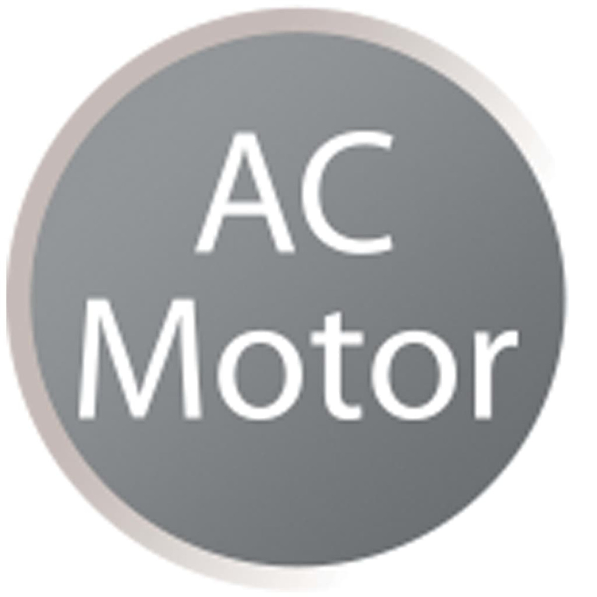 Szary okrąg z białym tekstem 'AC Motor' w środku.