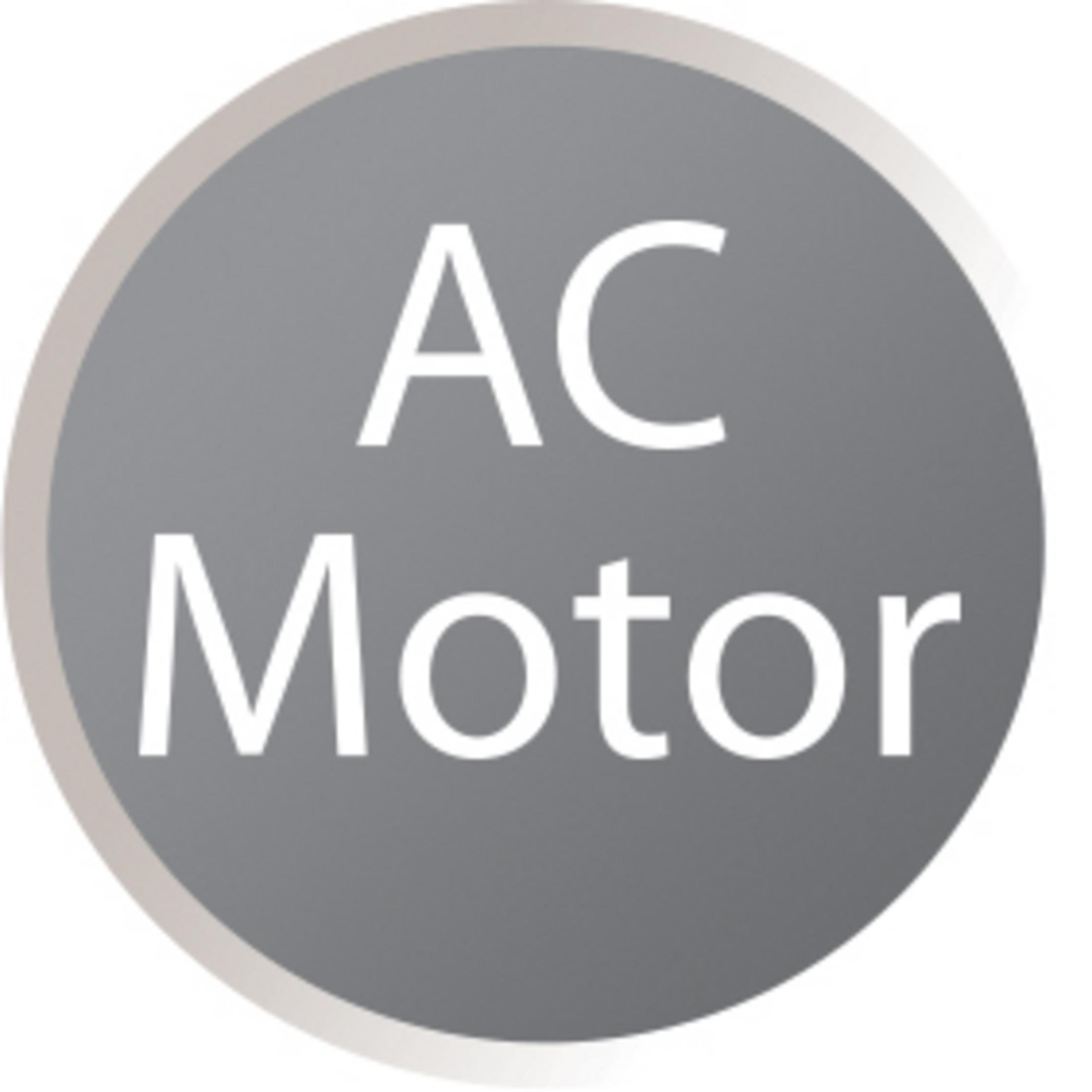 Beyaz renkte 'AC Motor' yazılı gri bir daire. Dairenin gri bir kenarlığı var.