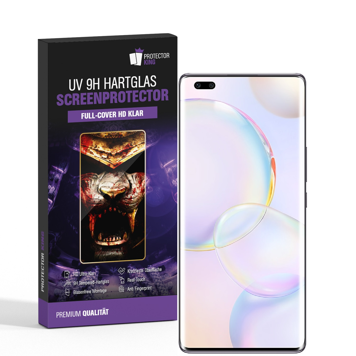 PROTECTORKING 1x UV-Liquid 9H Panzerglas KLAR Honor HD 50 Pro) Displayschutzfolie(für