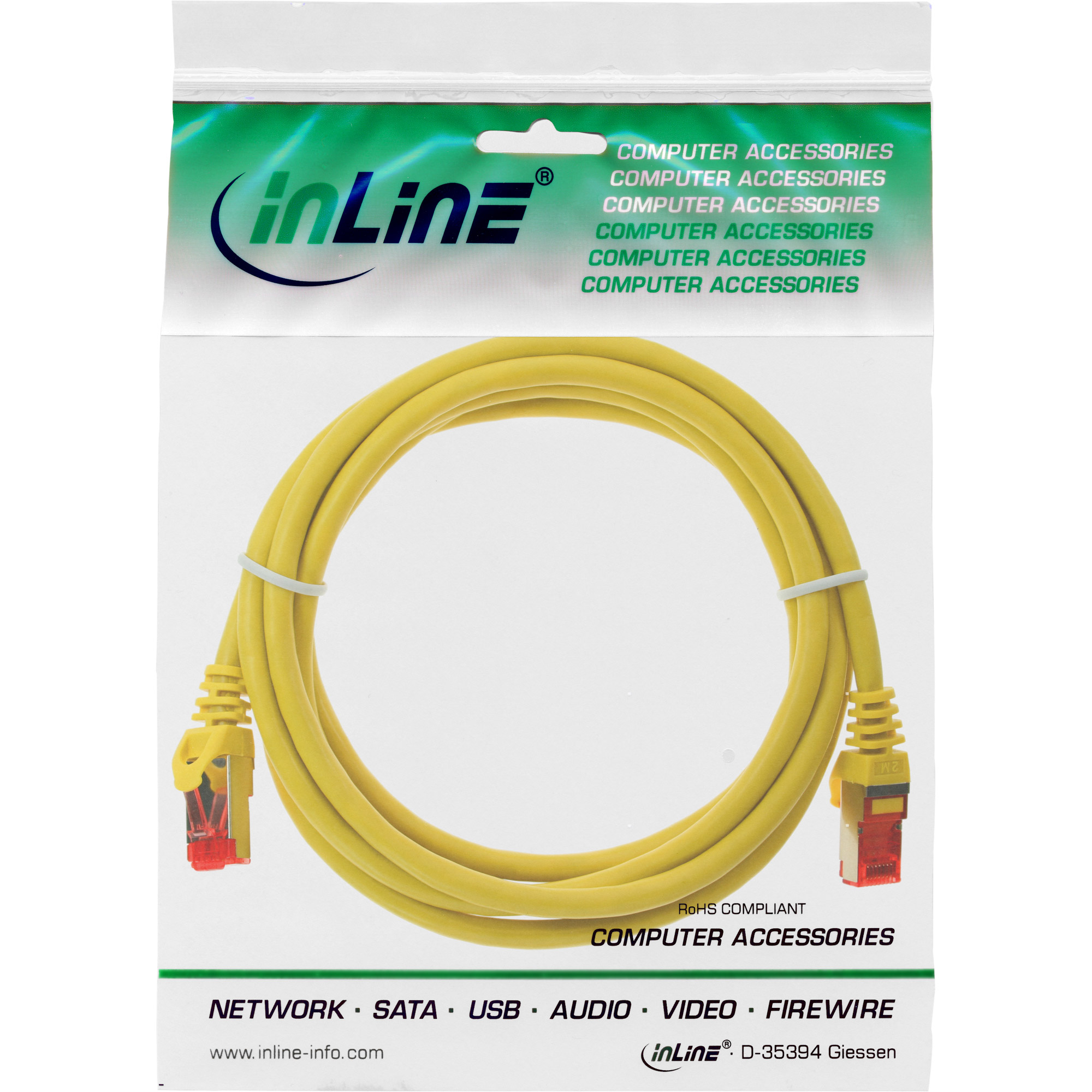 INLINE InLine® Patchkabel, S/FTP (PiMf), PVC, m Patchkabel, gelb,, 250MHz, Kupfer, Cat.6, 1