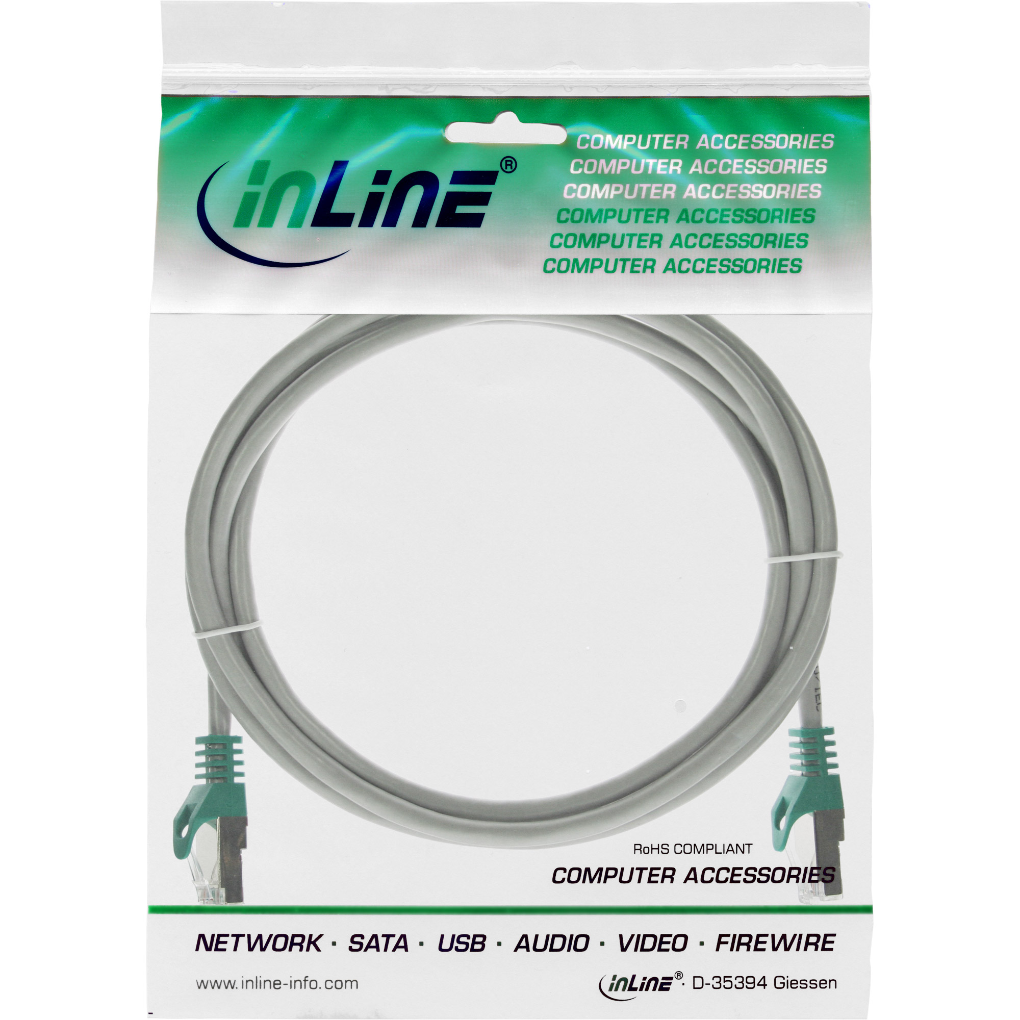 InLine® Crossover 2m Patchkabel, F/UTP, 2 Kabel m grau, Patchkabel, INLINE Cat.5e, Cat.5e,