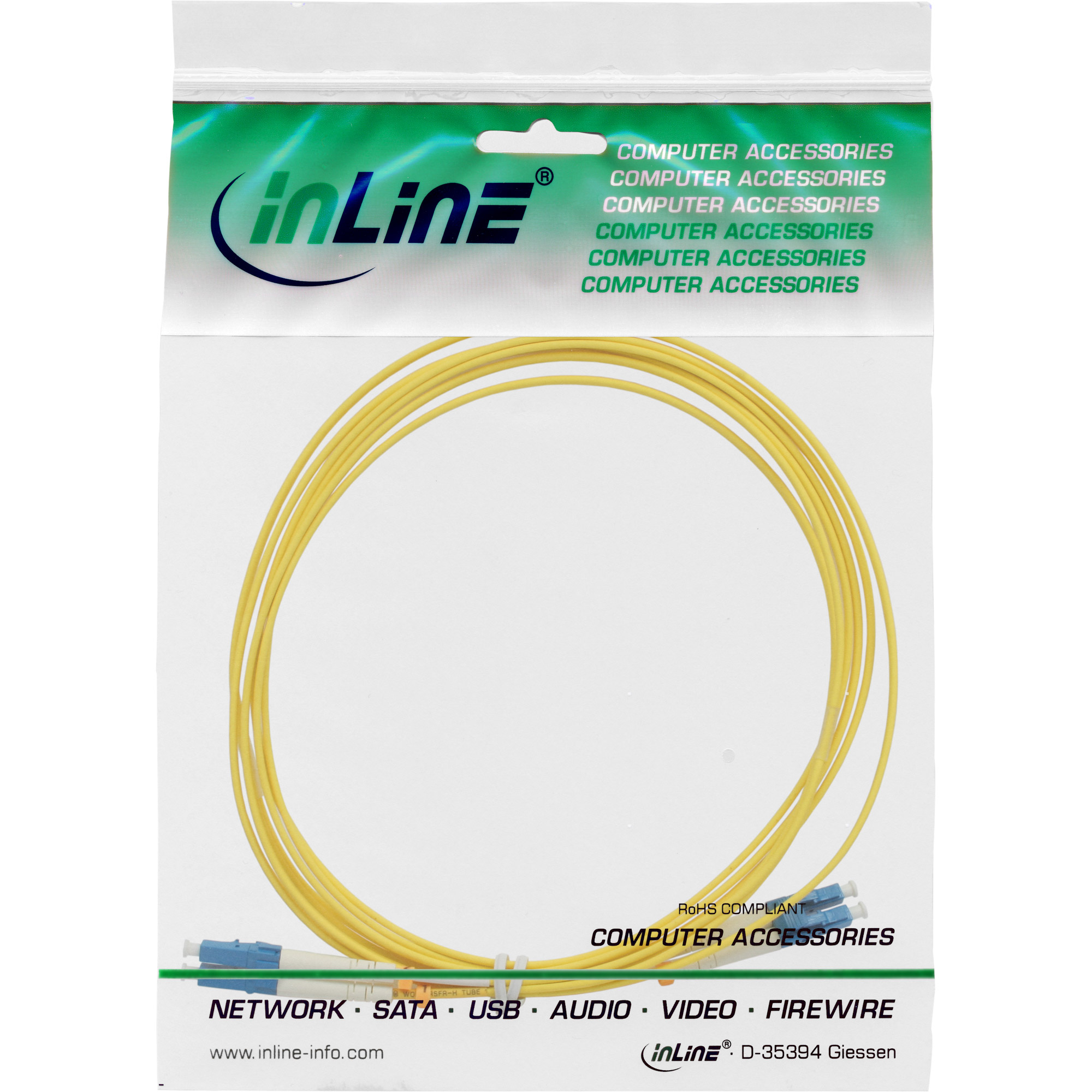 INLINE InLine® LWL Duplex Kabel, OS2, Kabel 3m Patchkabel 9/125µm, LWL, 3 m Patchkabel, LC/LC