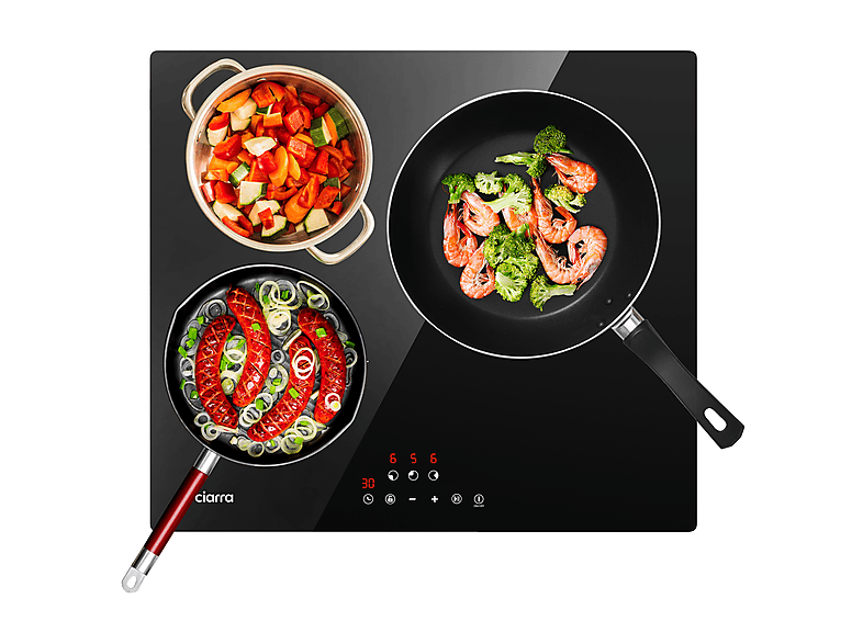 Ciarra AWBIH4BF Placa De Inducción 4 Zonas Función Boost Y Zona Flex 7200w 60cm Negro