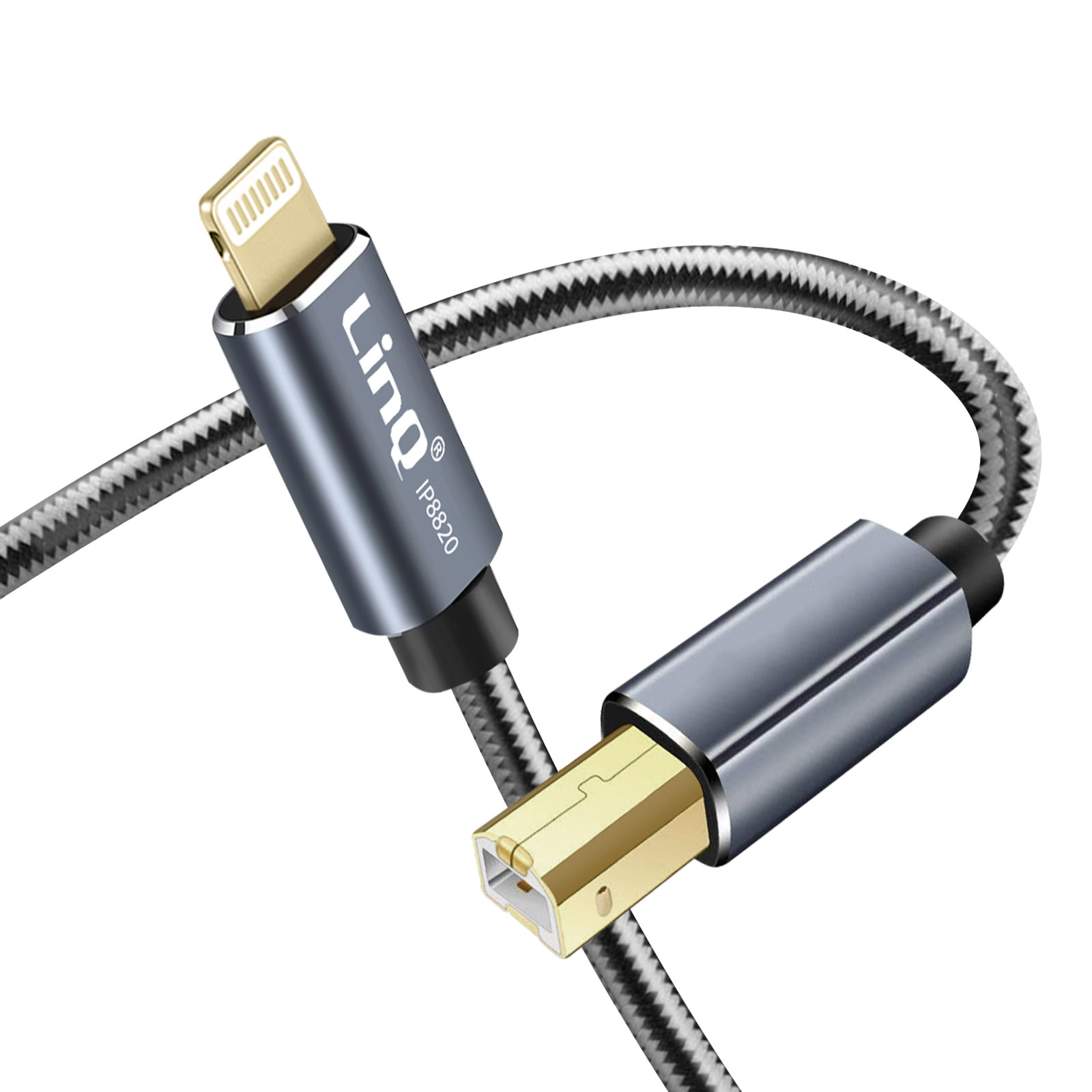 Graues und goldenes USB-Kabel.