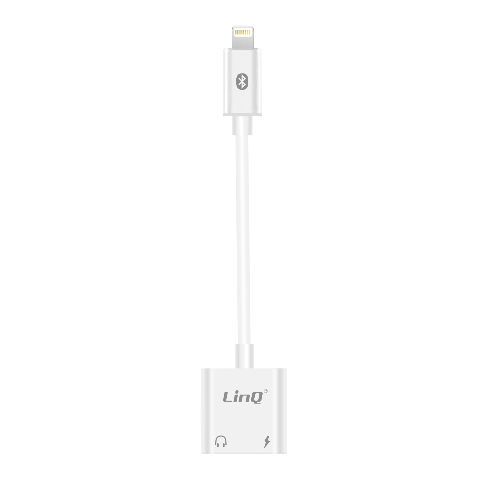 Weißer Lightning-zu-USB-Adapter.