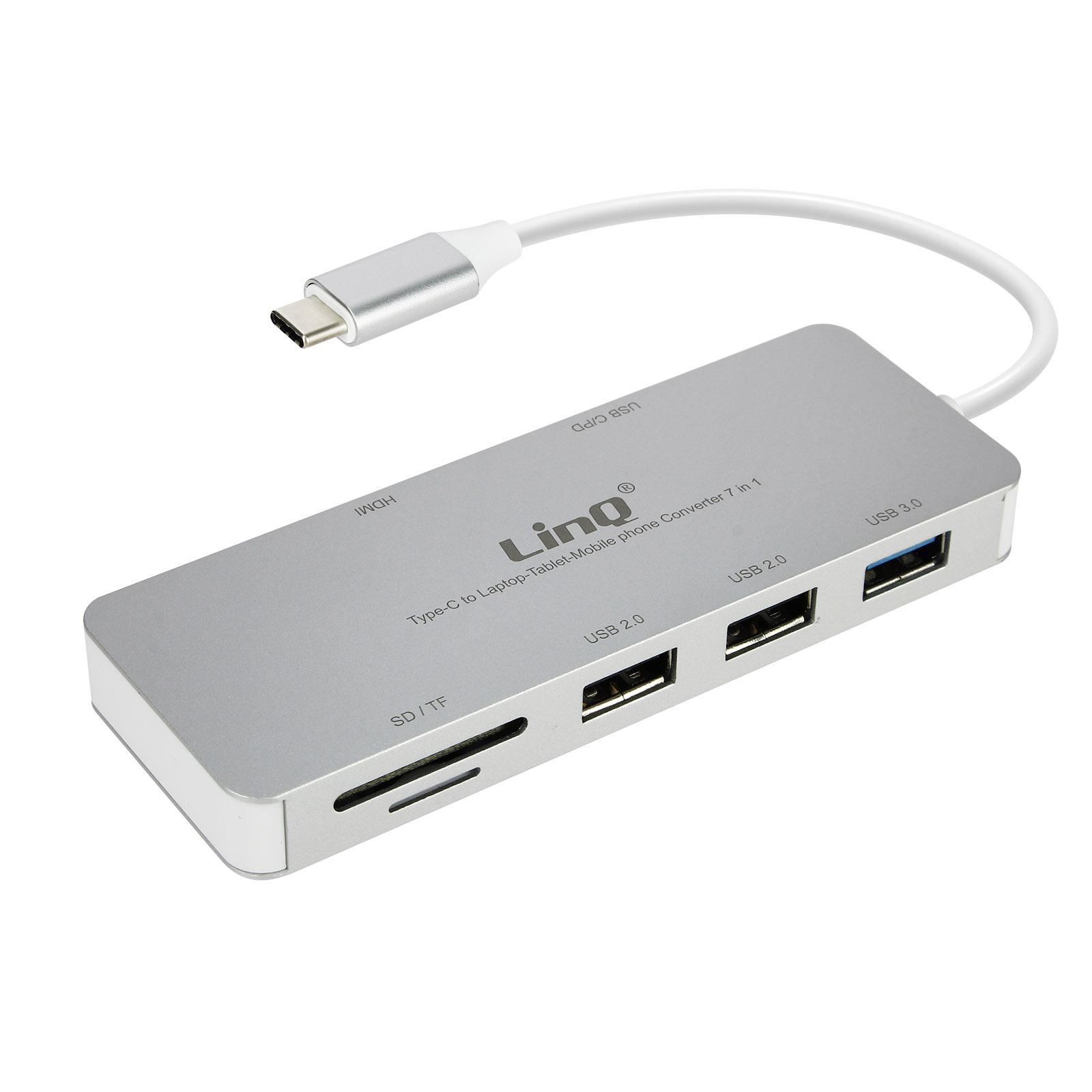 USB-C Universal, Multiport-HUB USB-Hub Grau LINQ 7-in-1