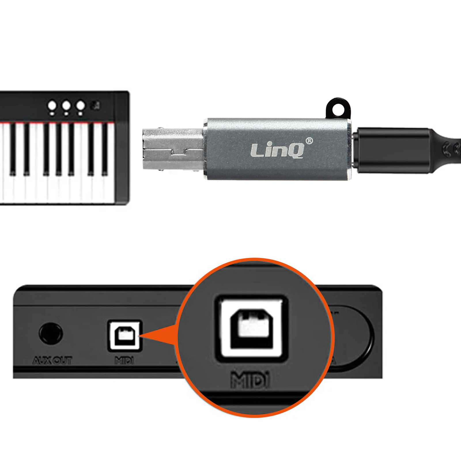 Druckeradapter Adapter USB-B USB-C Buchse Stecker Weiß LINQ / Universal,