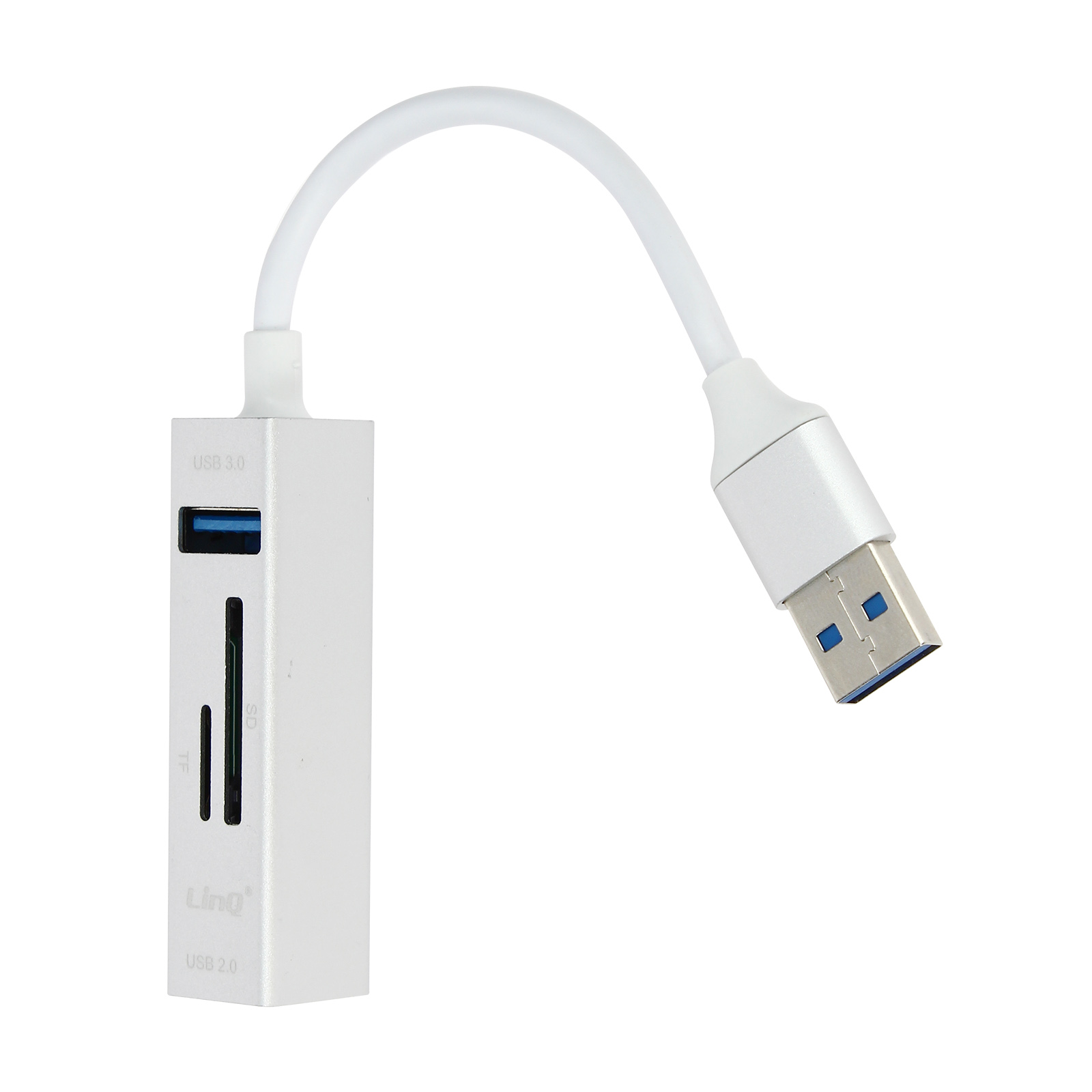3x 5-in-1, Micro-SD-Kartenleser USB-Anschlüssen USB-Hub Universal, LINQ Silber und