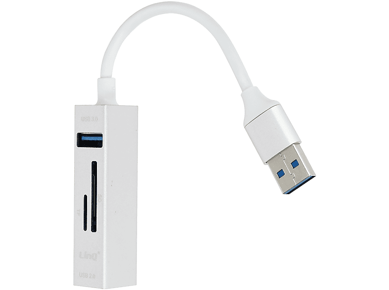 Silber Micro-SD-Kartenleser und USB-Anschlüssen USB-Hub 3x 5-in-1, LINQ Universal,