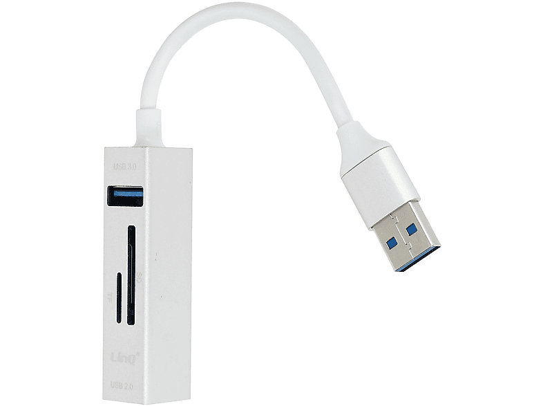 LINQ Universal, USB-Hub 3x Micro-SD-Kartenleser Silber USB-Anschlüssen 5-in-1, und