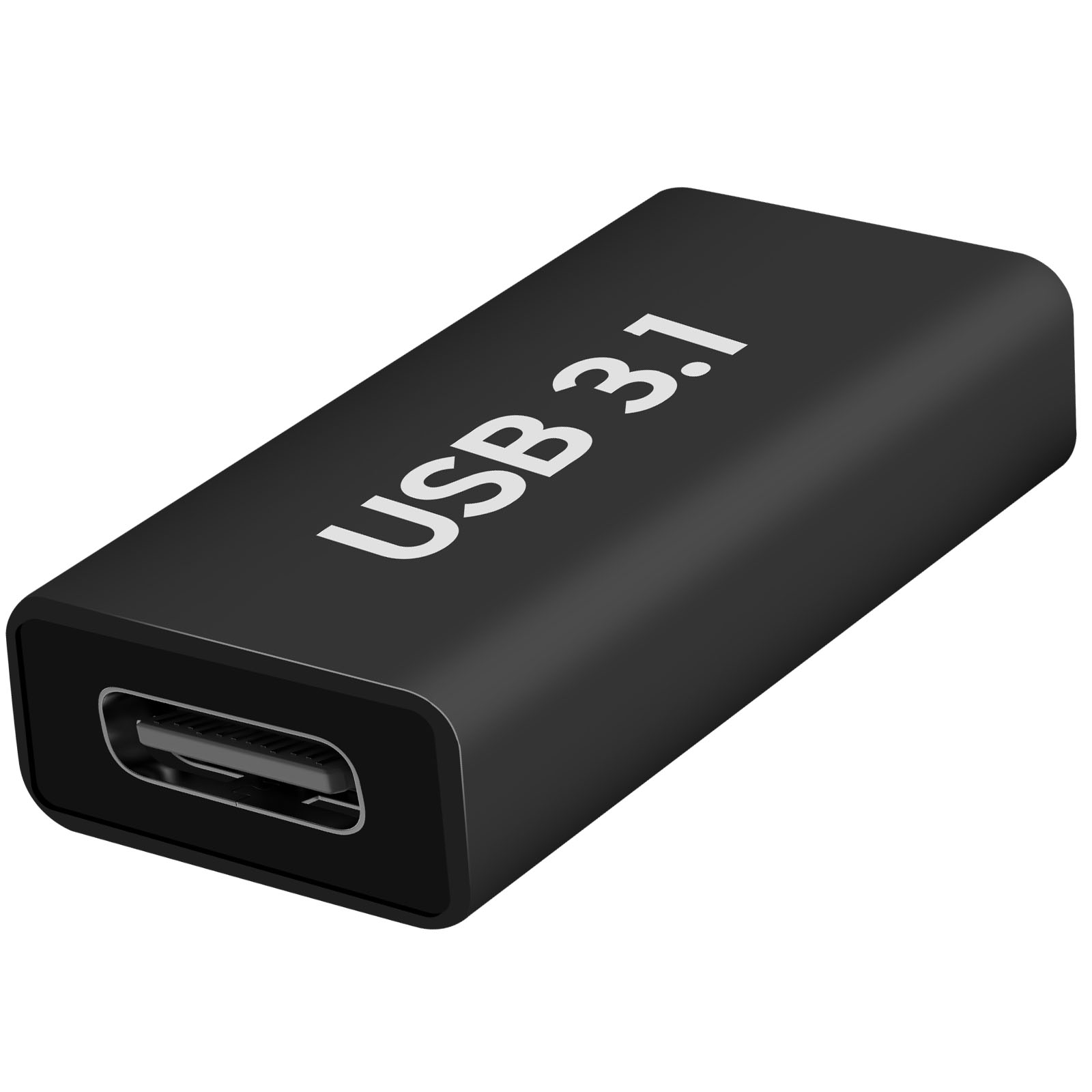 Adattatore USB 3.1 nero, che mostra la porta USB-C.