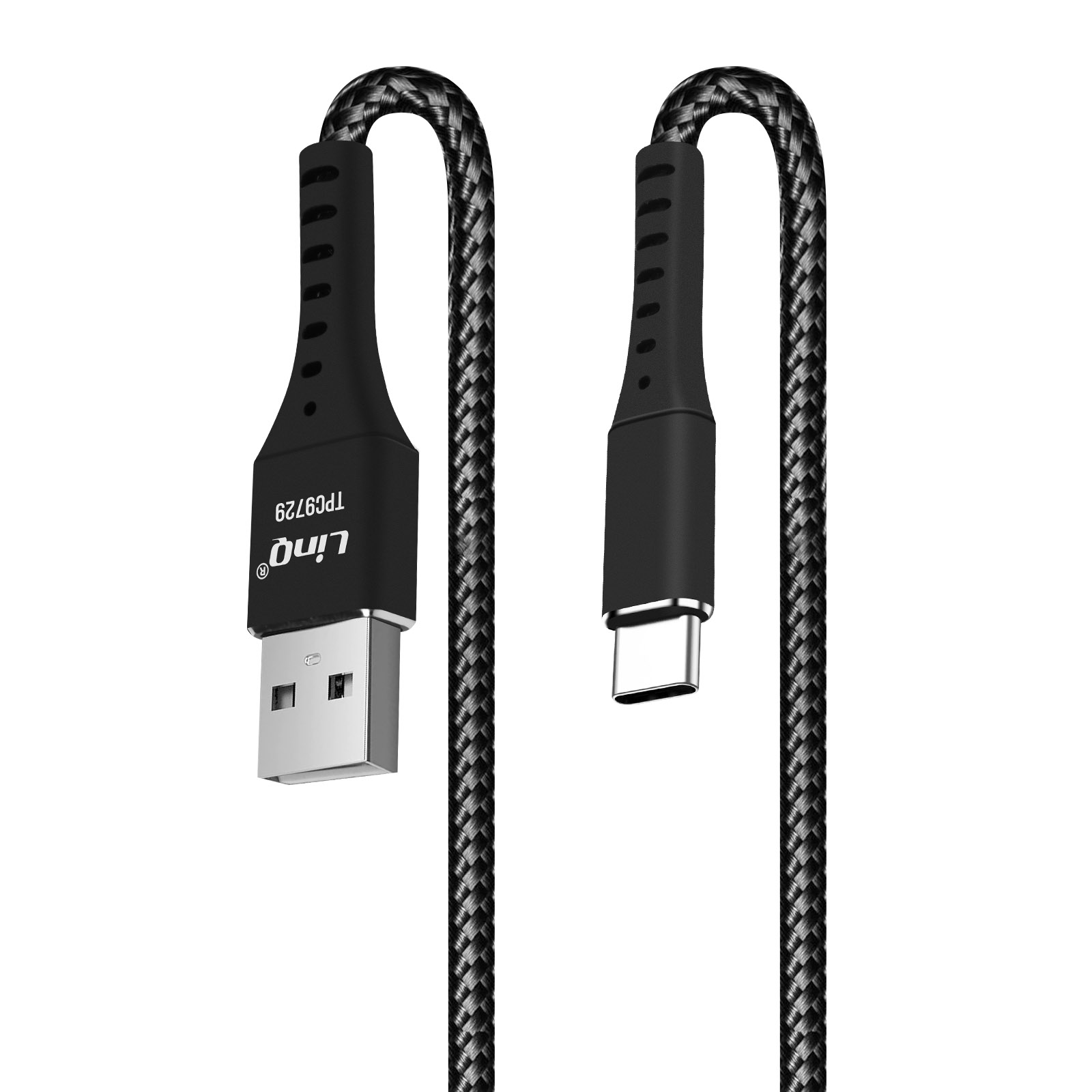 Due cavi USB neri e grigi, uno con connettore USB e l'altro con tipo C.