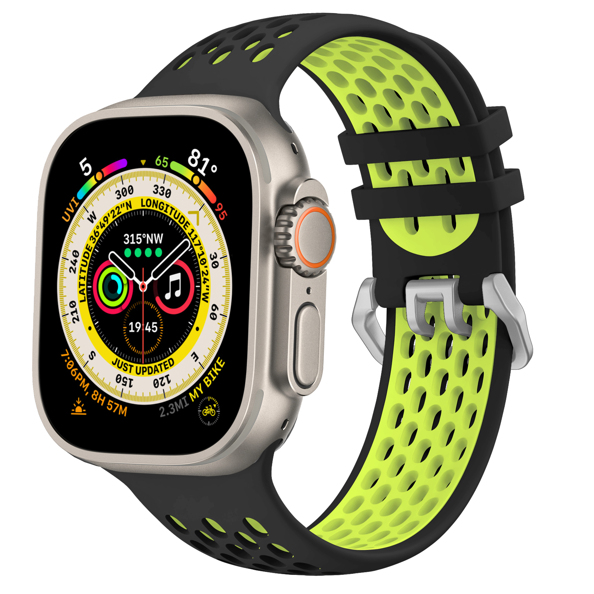 Band 44, Watch 42, mm, Ersatzarmband, Sport Schwarz Apple, Gelb 45, 49 CUBENEST - mm), (42 mit 49