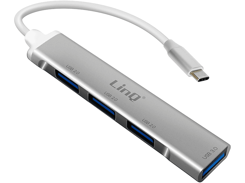 LINQ HUB-Adapter mit 4 USB-Anschlüssen Silber Universal, USB-Hub