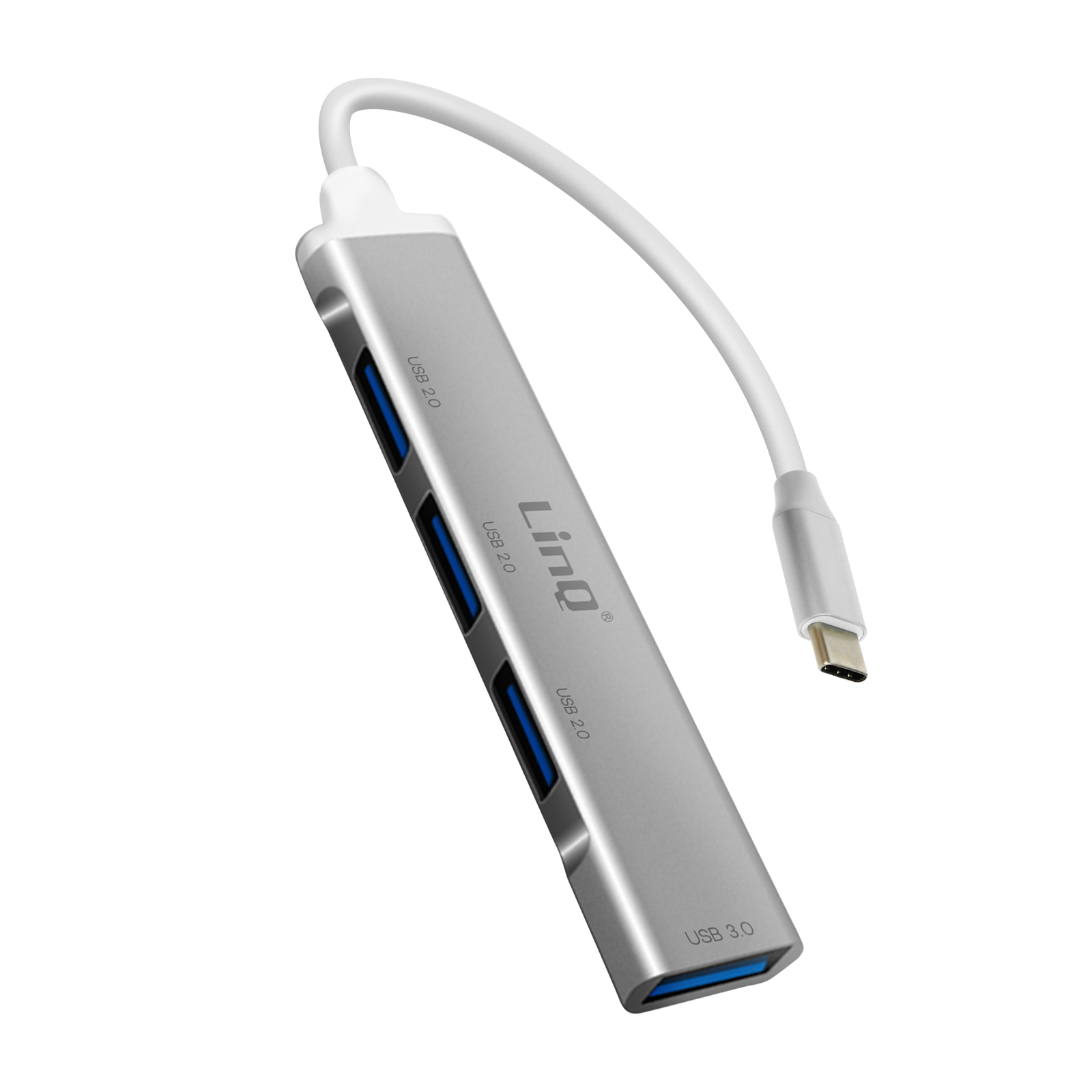 Universal, HUB-Adapter USB-Anschlüssen 4 mit USB-Hub LINQ Silber