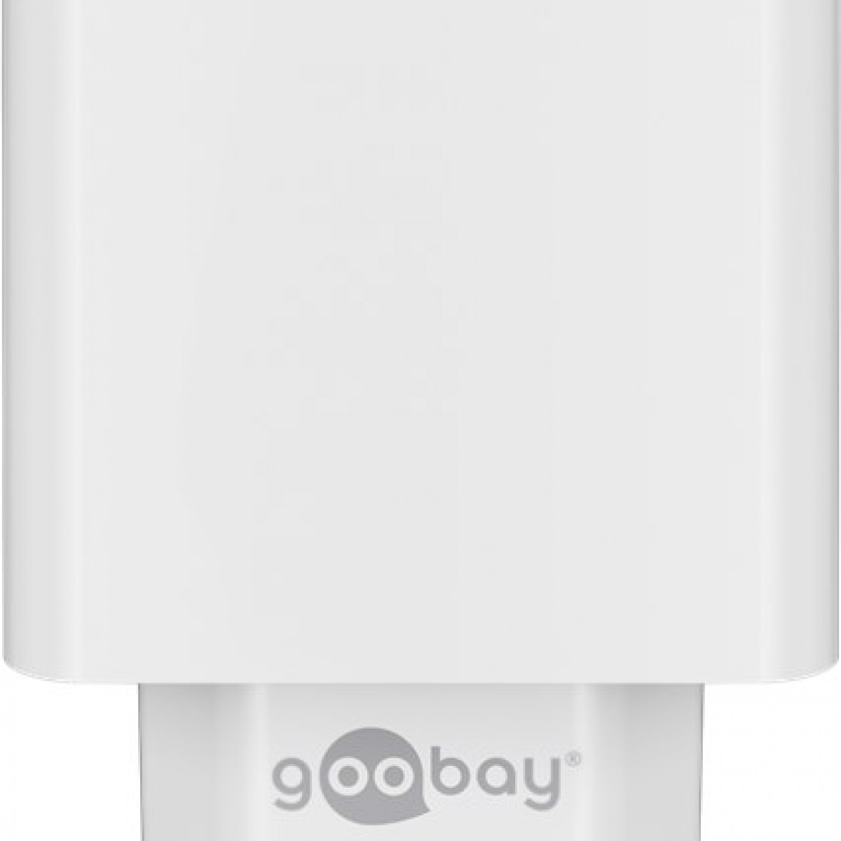 Weißes Ladegerät mit der Marke "goobay".