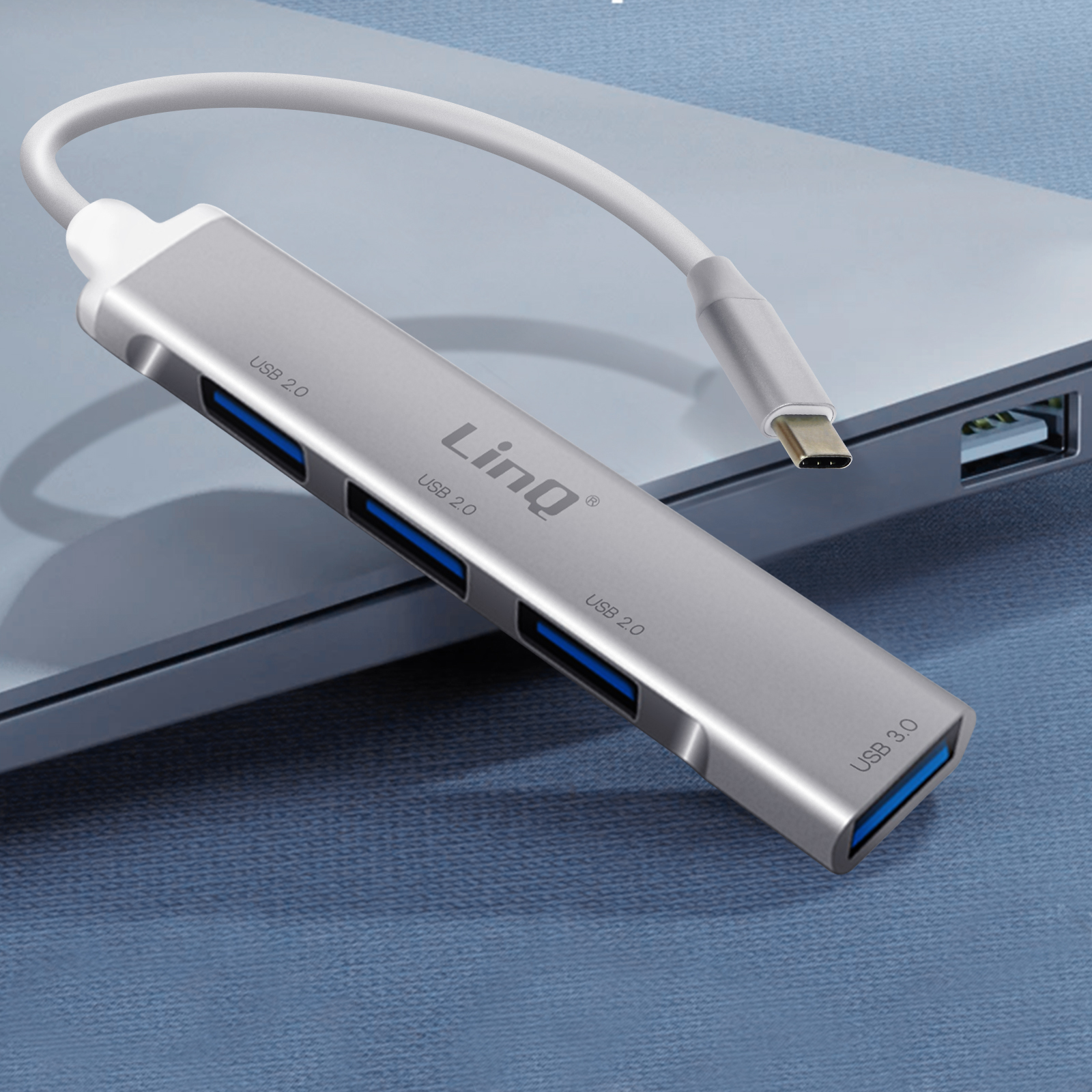 LINQ HUB-Adapter mit Universal, Silber 4 USB-Anschlüssen USB-Hub