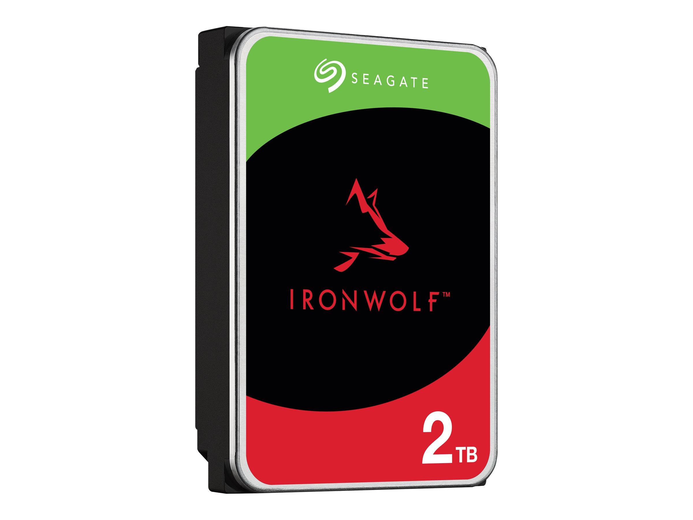 Czarny i czerwony dysk twardy Seagate IronWolf 2TB.