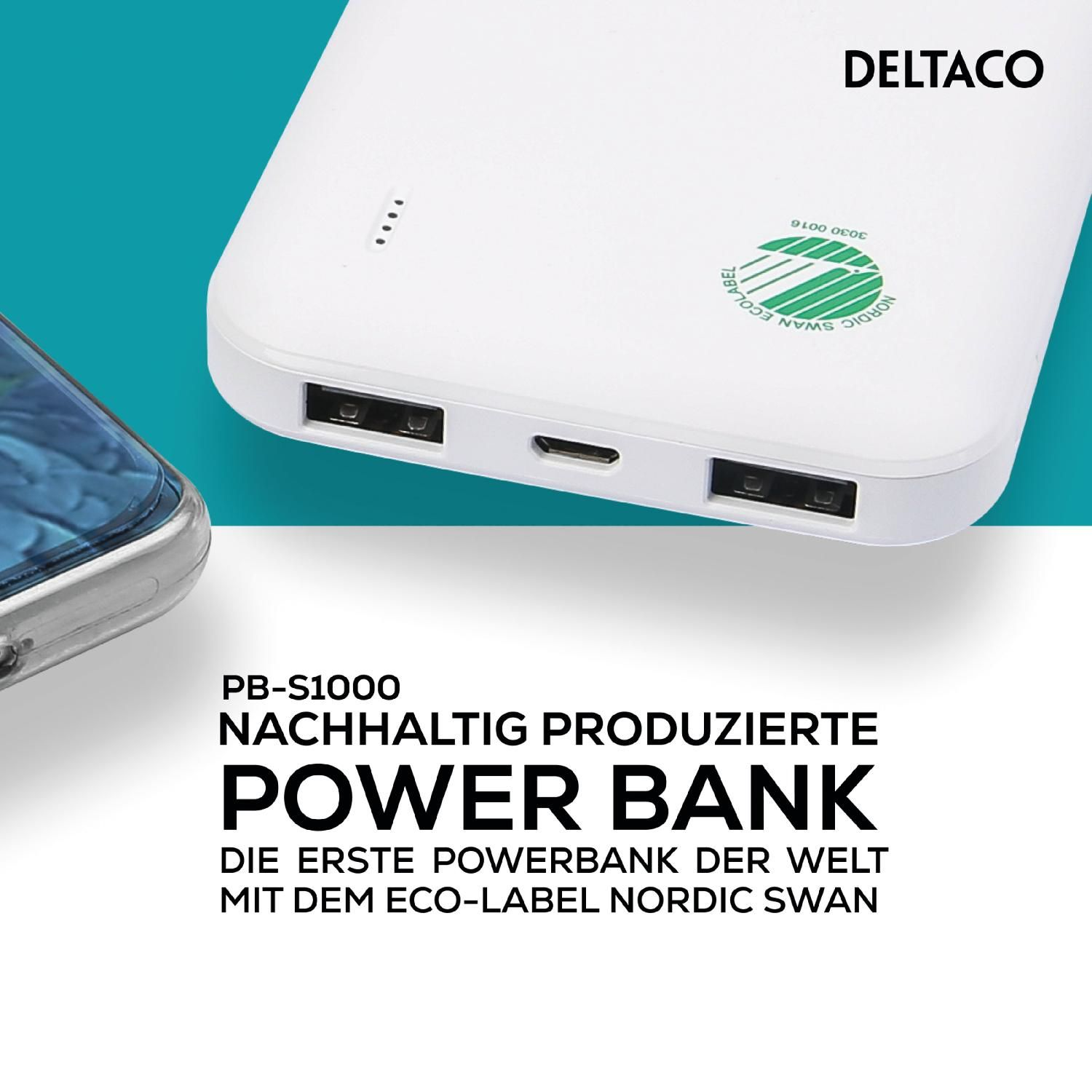 Powerbank DELTACO weiß 10.000 GAMING PB-S1000