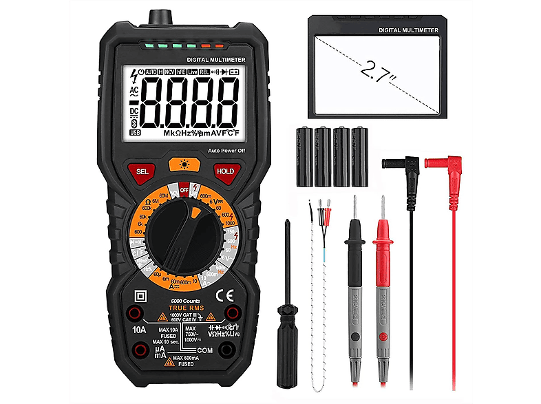 TACKLIFE DM01M Strommessgerät, Schwarz