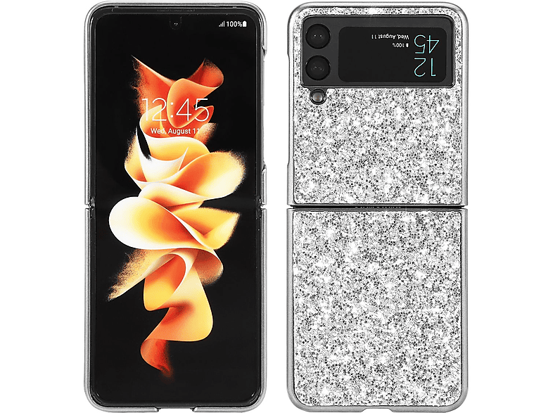 WIGENTO Glitzer 5G, Design Z Silber Flip4 Galaxy Kunststoff Backcover, Hülle, Diamant Samsung