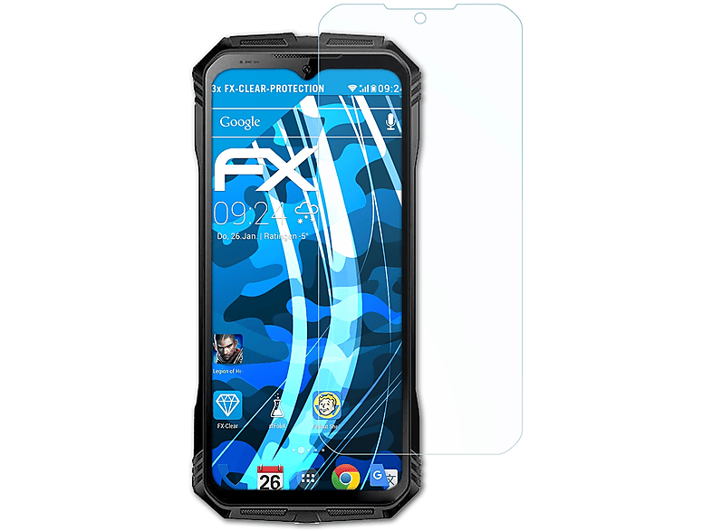 ATFOLIX 3x Pro) FX-Clear Doogee S100 Displayschutz(für