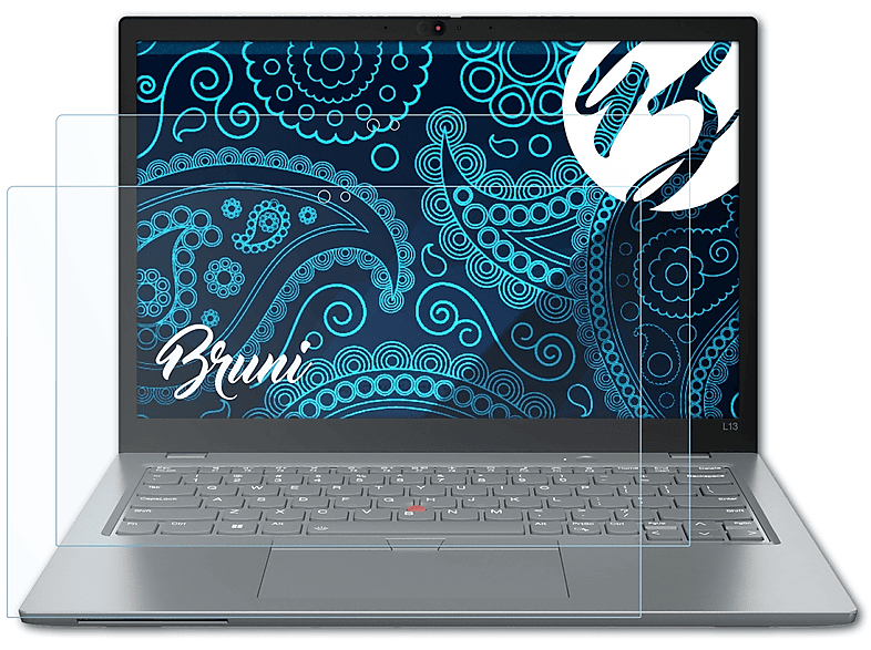 BRUNI 2x Basics-Clear Schutzfolie(für Lenovo ThinkPad L13 Yoga (Gen 3))